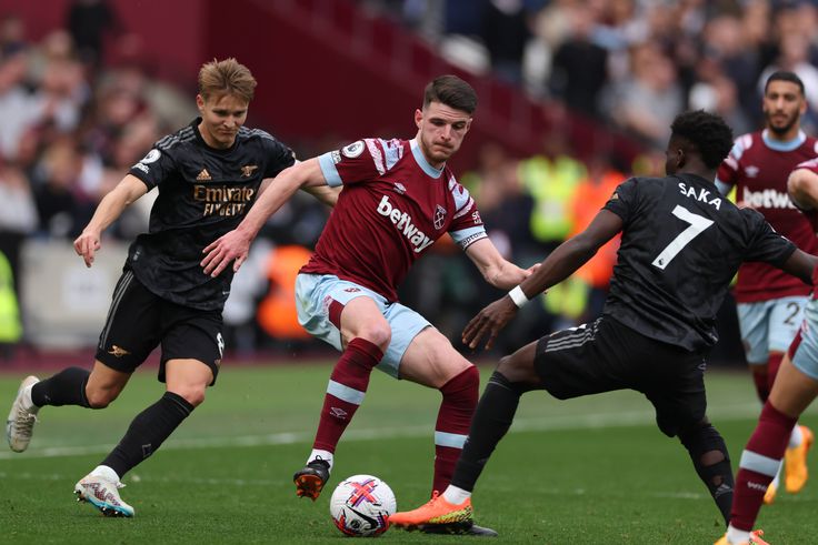 Declan Rice in action against Arsenal