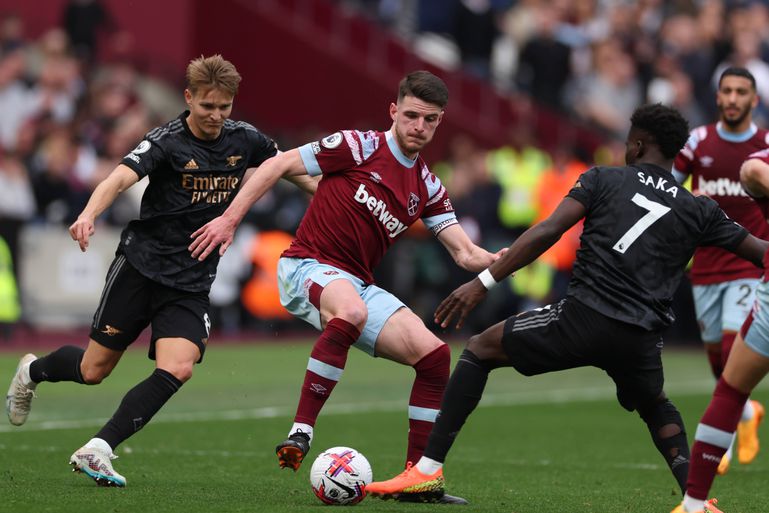 Declan Rice in action against Arsenal