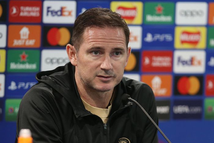 Chelsea interim manager Frank Lampard in a press conference.