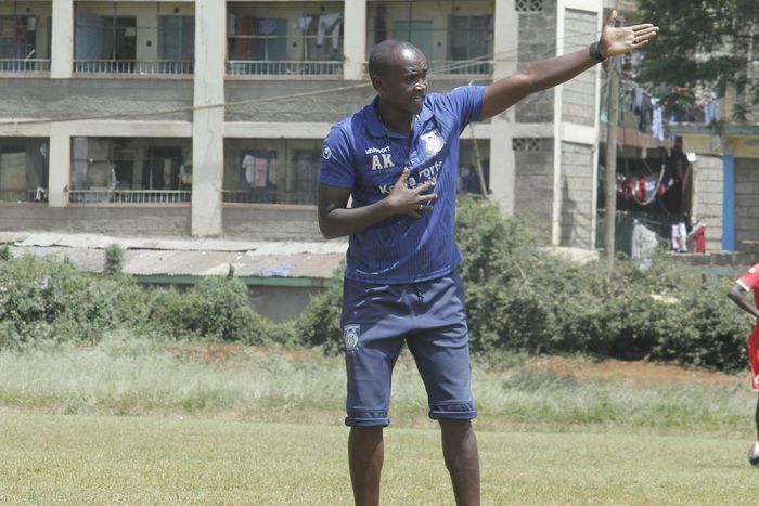 Coach Kimani issuing instructions during training