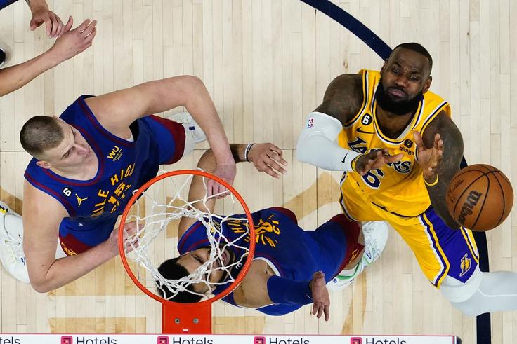 Lakers star LeBron James against the Denver Nuggets