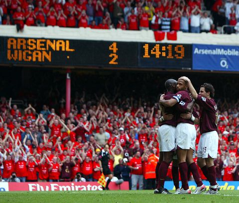 Thierry netted three times for Arsenal against Wigan in 2006