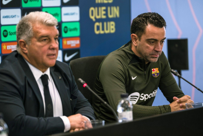 Barcelona president Joan Laporta and coach Xavi Hernandez || Image credit: Imago