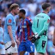 London, England, 17th May 2025. Erling Haaland of Manchester City looks at Dean Henderson of Crystal Palace || Image credit: Paul Terry