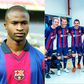 The photos featuring Okunowo and the Barcelona legends come from their last exhibition game.