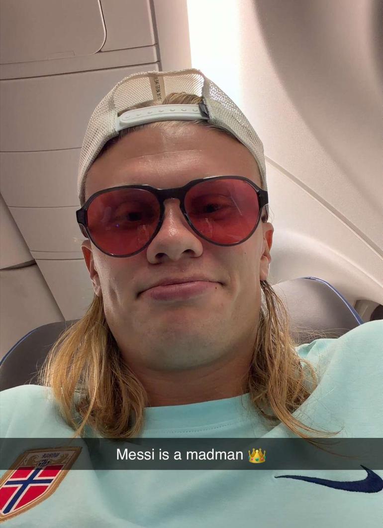 Haaland reaction to Messi's hat-trick || X