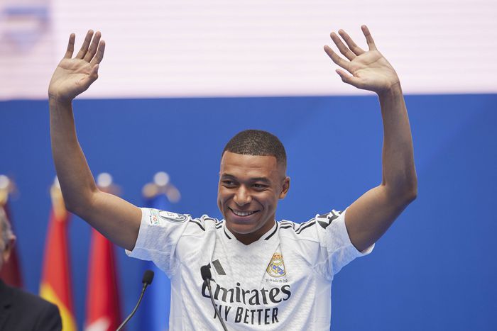 Presentation Kylian Mbappe In Real Madrid - Spain Kylian Mbappé during his presentation as a new player of Real Madrid CF at Santiago Bernabeu stadium in Madrid, Spain, on July 16, 2024. Photo by Laurent Lairys/ABACAPRESS.CO