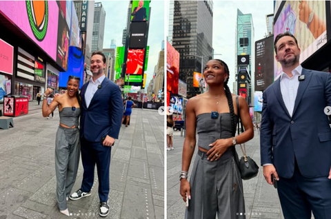 Alexis Ohanian and Tara Davis-Woodhall team up for groundbreaking women's field events at Times Square