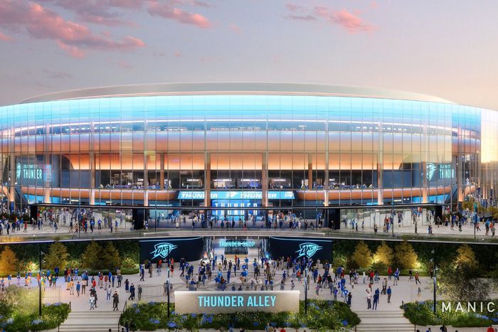 Check out photos of the $845 Million New Oklahoma City Thunder Arena Project Set to Open in 2028.