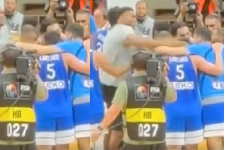 Ahead of EuroBasket 2025, Watch Nigerian Freak Giannis Antetokounmpo deliver sharp slap to Giannoulis Larentzakis.