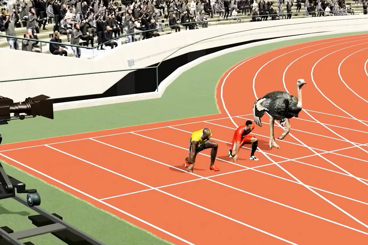 Hilarious 3D simulator shows who would win a race between Usain Bolt, Cristiano Ronaldo and an Ostrich