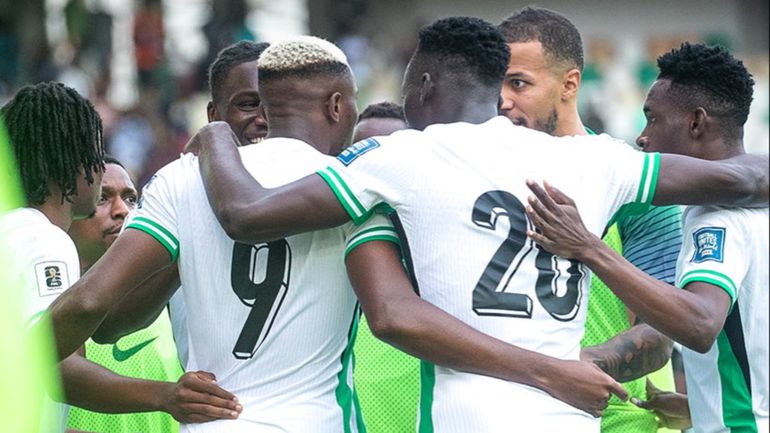 Super Eagles celebrate after big win against Benin Republic. (Photo Credit: Super Eagles/X)