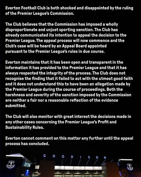 Everton released statement || Credit: Fabrizio/X