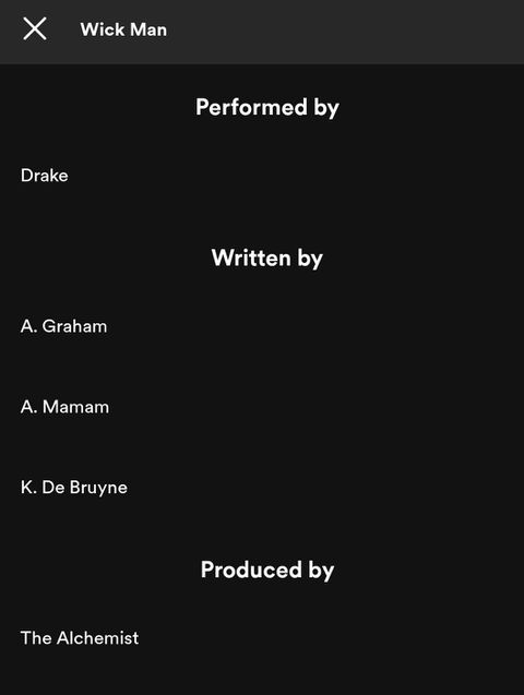 Kevin de Bruyne credited as a writer on Drake's 'Wickman' || Image credit: playlist central(X)
