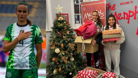 Super Falcons star Ashleigh Plumptre takes on 'Father Christmas' duty