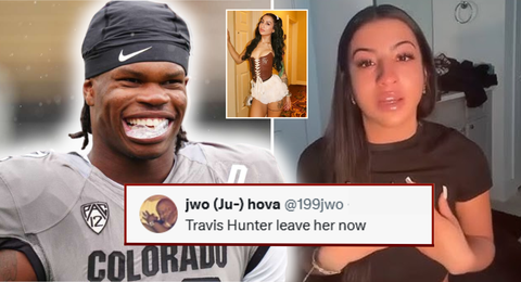 I love him, I’m not a gold digger — Fans tell 21 y/o Travis Hunter to cancel marriage plans with older fiancée Leanna following tearful TikTok video