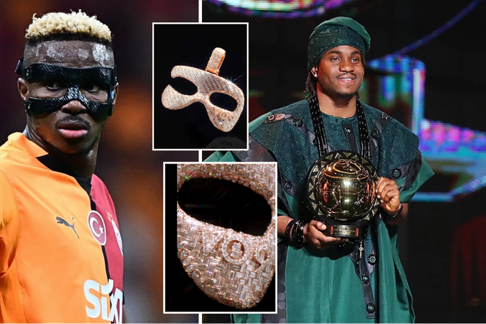 Osimhen reacts to Lookman’s CAF Award by flaunting custom-made diamond pendant worth millions