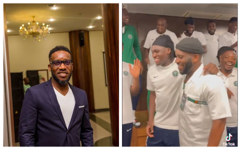 AFCON 2023: Super Eagles players join legend Okocha in dance routine after his speech