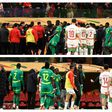 Senegal players leave the pitch