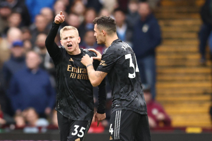 Zinchenko scored his first Premier League goals against Aston Villa