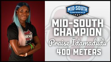 Triple Gold medals for Praise Idamadudu at Mid-South Conference Indoor Championships