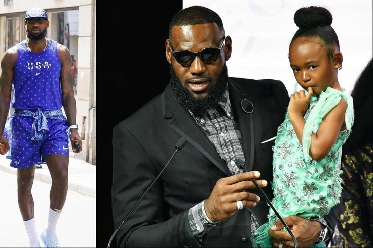 Despite the latest Drake project, LeBron and his daughter Zhuri work out to Kendrick Lamar's song.