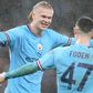 Manchester City's Erling Haaland and Phil Foden celebrate a goal