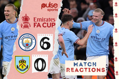 Reactions as Erling Haaland leaves fans speechless with goalscoring streak in Man City's FA Cup win against Burnley