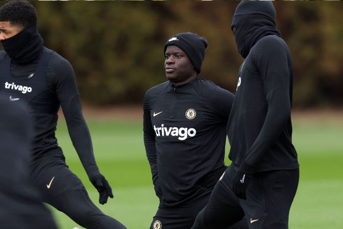 Chelsea's N'Golo Kante training after recovering from an injury.