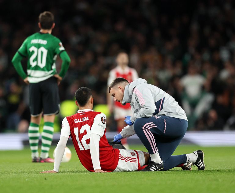 Arsenal Saliba injured against Sporting CP