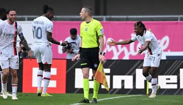 Bromance brewing between Chukwueze and Leao after Super Eagles star’s first Serie A goal