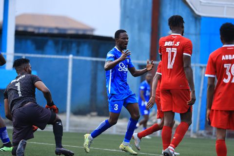 Alade Balogun celebrates for Enyimba.