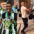 Newcastle United stars Isak, Osula celebrate the EFL title win against Liverpool with an Afrobeats song by Wizkid.