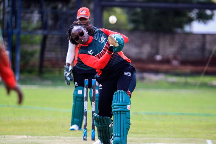 Kenya Batter Sharon Juma trains on December 12th 2022 at Nairobi Gymkhana for Africa Women s T20 Quadrangular Cricket tournament to held at Nairobi Gymkhana.