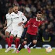Manchester United Bruno Fernandes in action against Sevilla