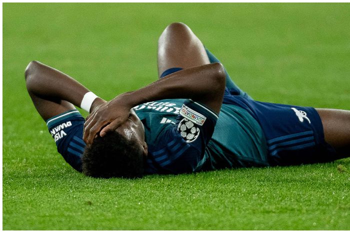 A dejected Bukayo Saka after Arsenal crashed out.