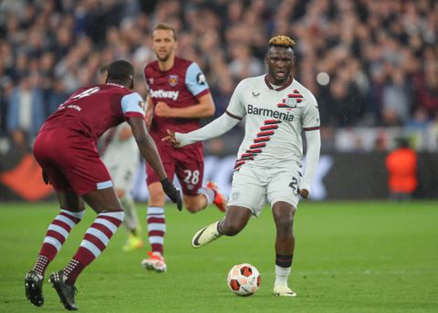 Victor Boniface for Bayer Leverkusen in the Europa League.
