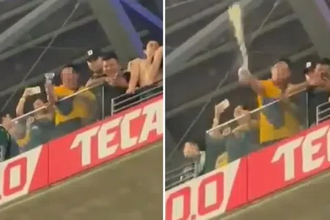 Shocking incidence as fan spotted urinating in cup before spilling contents on suppoters below during Mexican top flight match