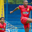 Kenya Police captain David Simiyu and midfielder Mohammed Bajaber celebrate win against Kapenguria United in the FKF at the Machakos stadium on April 13.