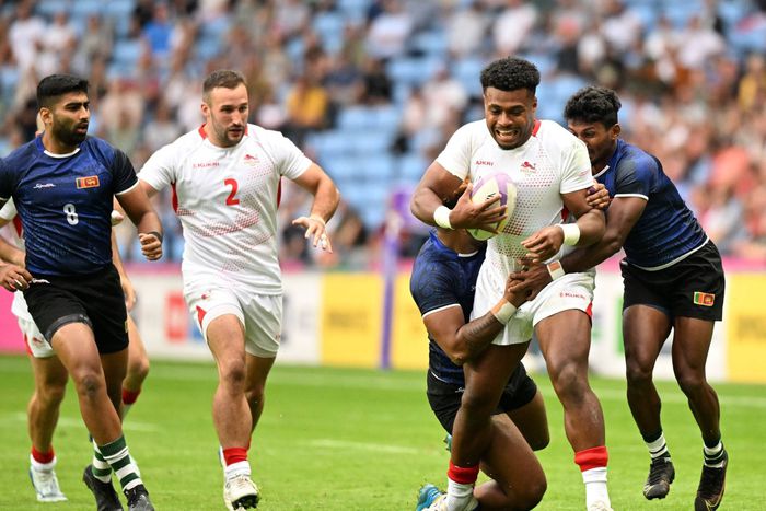 Commonwealth Games England attack Sri Lanka during the Rugby Sevens at the Commonwealth Games at Coventry Stadium on Friday 29th July 2022.