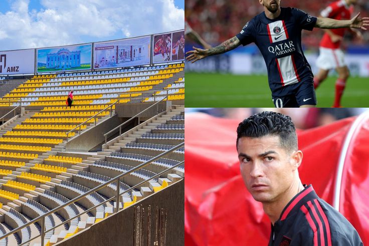 'We have our heroes' – Tweeps react as 'Nakivubo Hamz Stadium' features Messi, Ronaldo banners