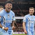 Coventry City players celebrate Championship playoff win over Middlesbrough.