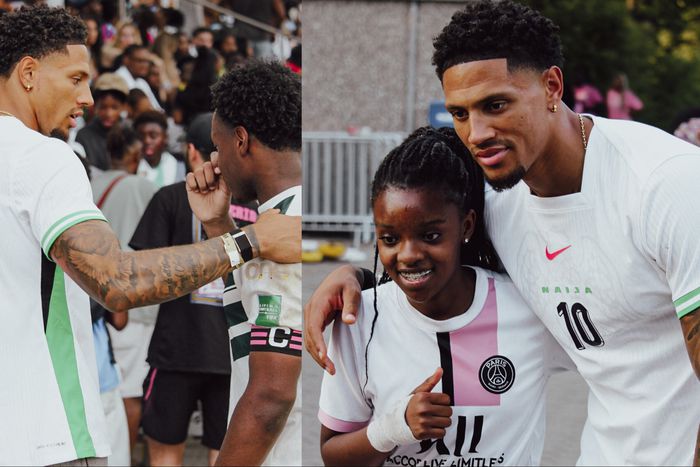 Super Eagles goalkeeper Maduka Okoye celebrates the African connection celebration in Germany.