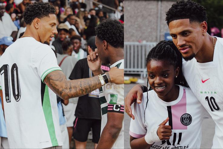 Super Eagles goalkeeper Maduka Okoye celebrates the African connection celebration in Germany.