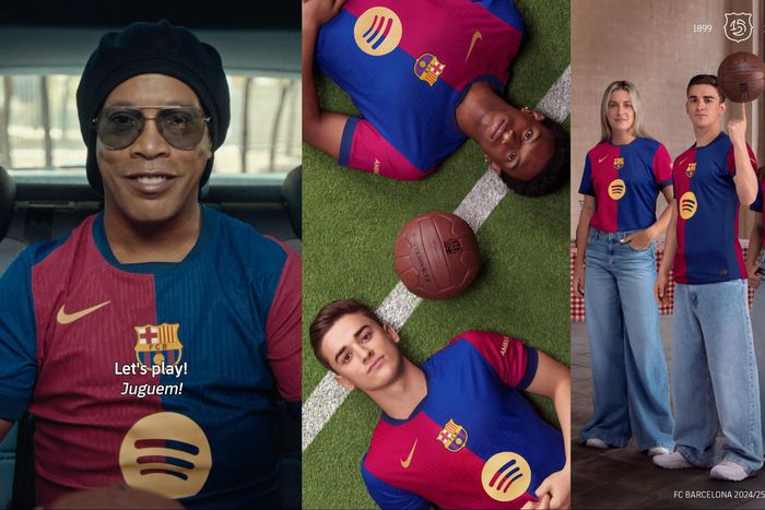 Inspired by the 1899 edition, Barcelona unleashed Ronaldinho to unveil their home jersey for the 2024/25 season.
