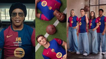 Ronaldinho models new Barcelona home jersey for 2024/25 season to celebrate 125 years