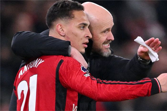 Erik Ten Hag and Antony during their time together at Manchester United.