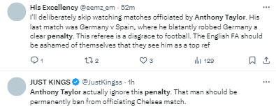 See what Chelsea fans are saying about Anthony Taylor after the loss to Manchester City in their Premier League opener.