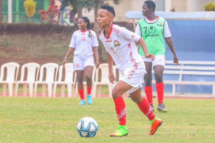 Harambee Starlets striker Mwanahalima 'Dogo' Adam during training.