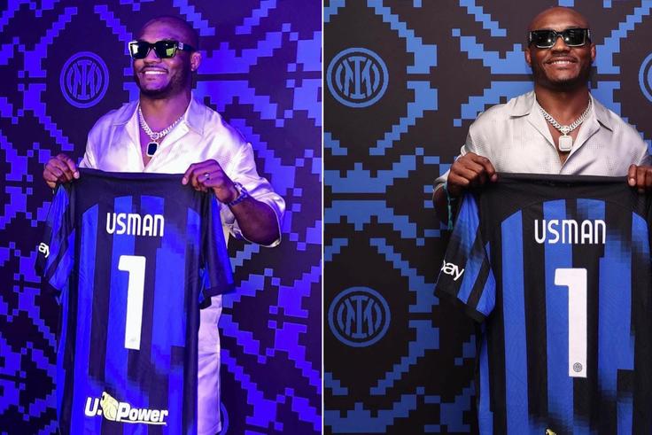 According to Usman's post on social media, he was in Italy to watch the Milan derby between Inter Milan and AC Milan. X/Kamaru Usman